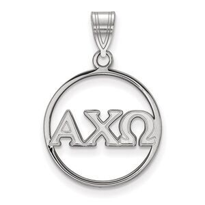 Sterling Silver Alpha Chi Omega Large Circle Greek Letters Pendant